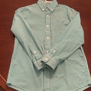 Vineyard Vines Boys Green Gingham Button Down Size Small (8-10)